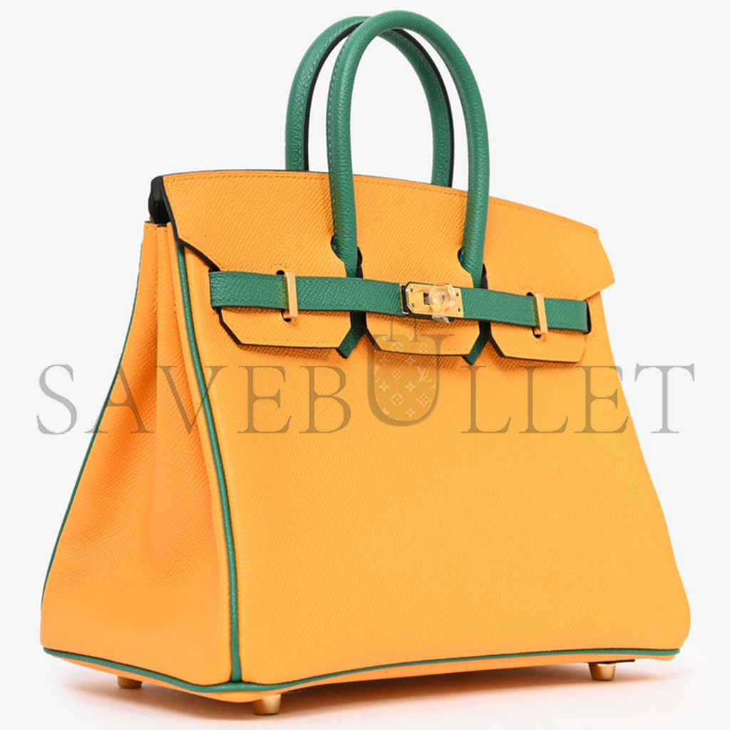 HERMÈS MASTER BIRKIN 30 TOGO LEATHER SUN YELLOW AND PEACOCK GREEN WITH GOLD BUCKLE BAG H028365CC30 (30*23*15cm)